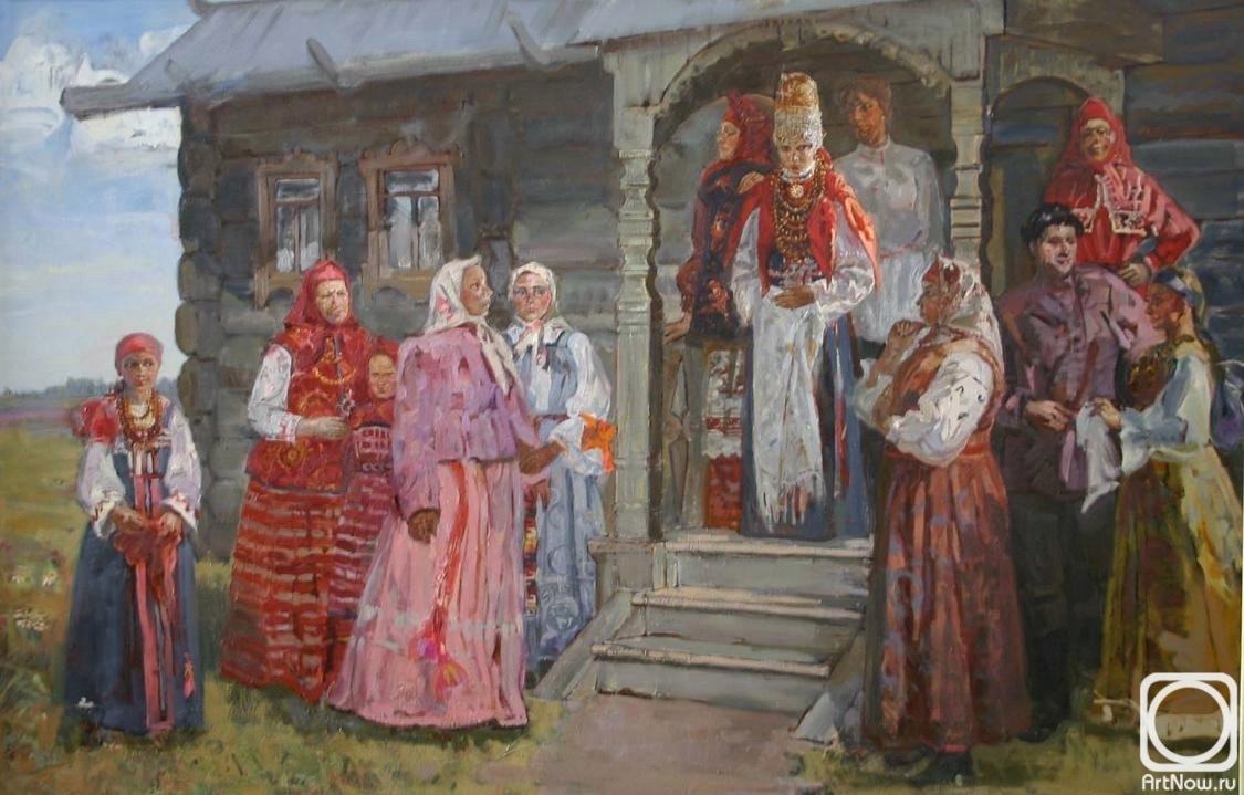 Смотрины молодых (а. н. Третьяков. В деревне. 1867)